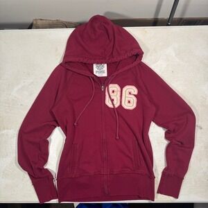 PINK Victoria's Secret Zip Hoodie GO FIGHT WIN PINK Football 86 Patchwork Sz L